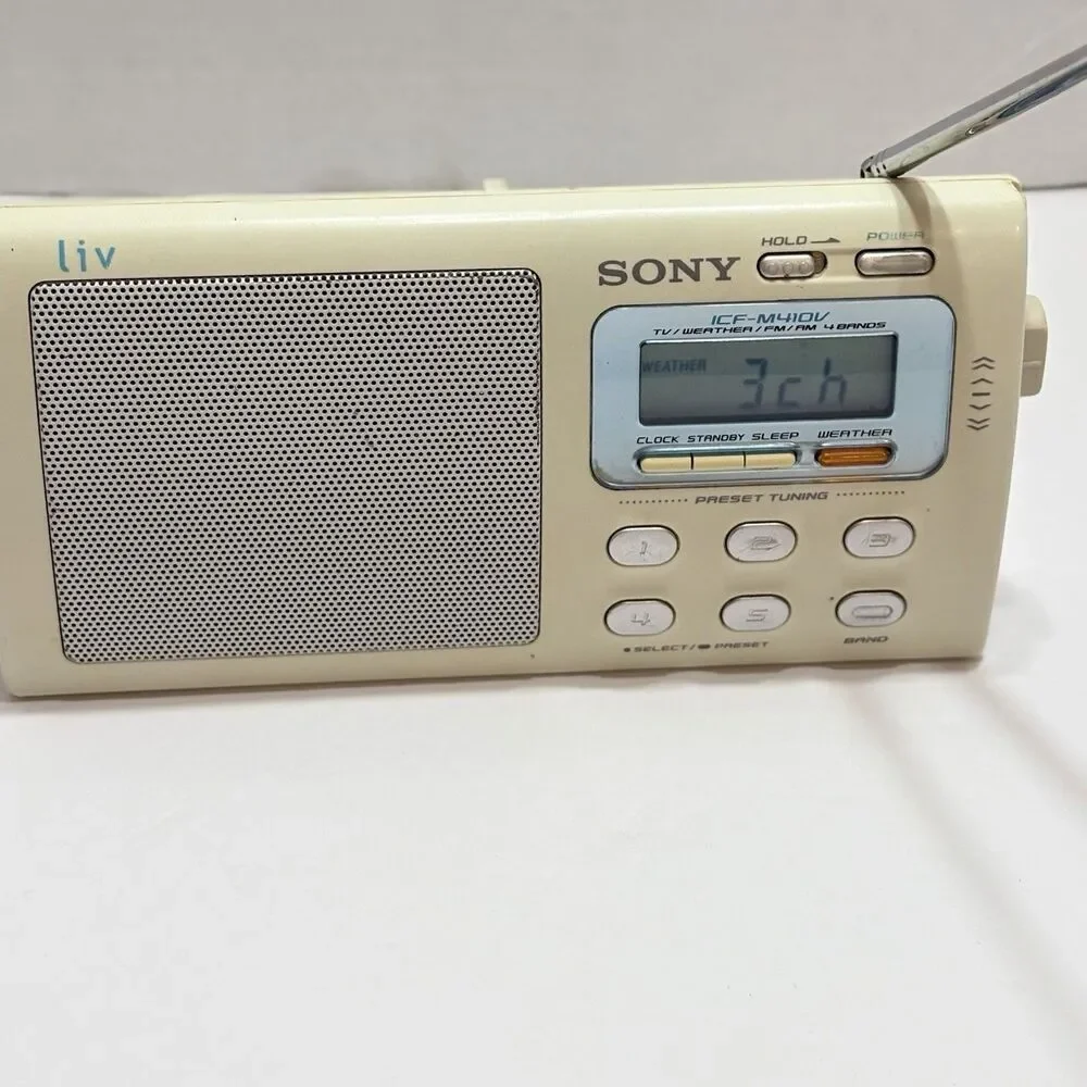 Sony Liv 4 Band Radio Model ICF-M410V TV Weather FM AM Digital Scanning (Works)